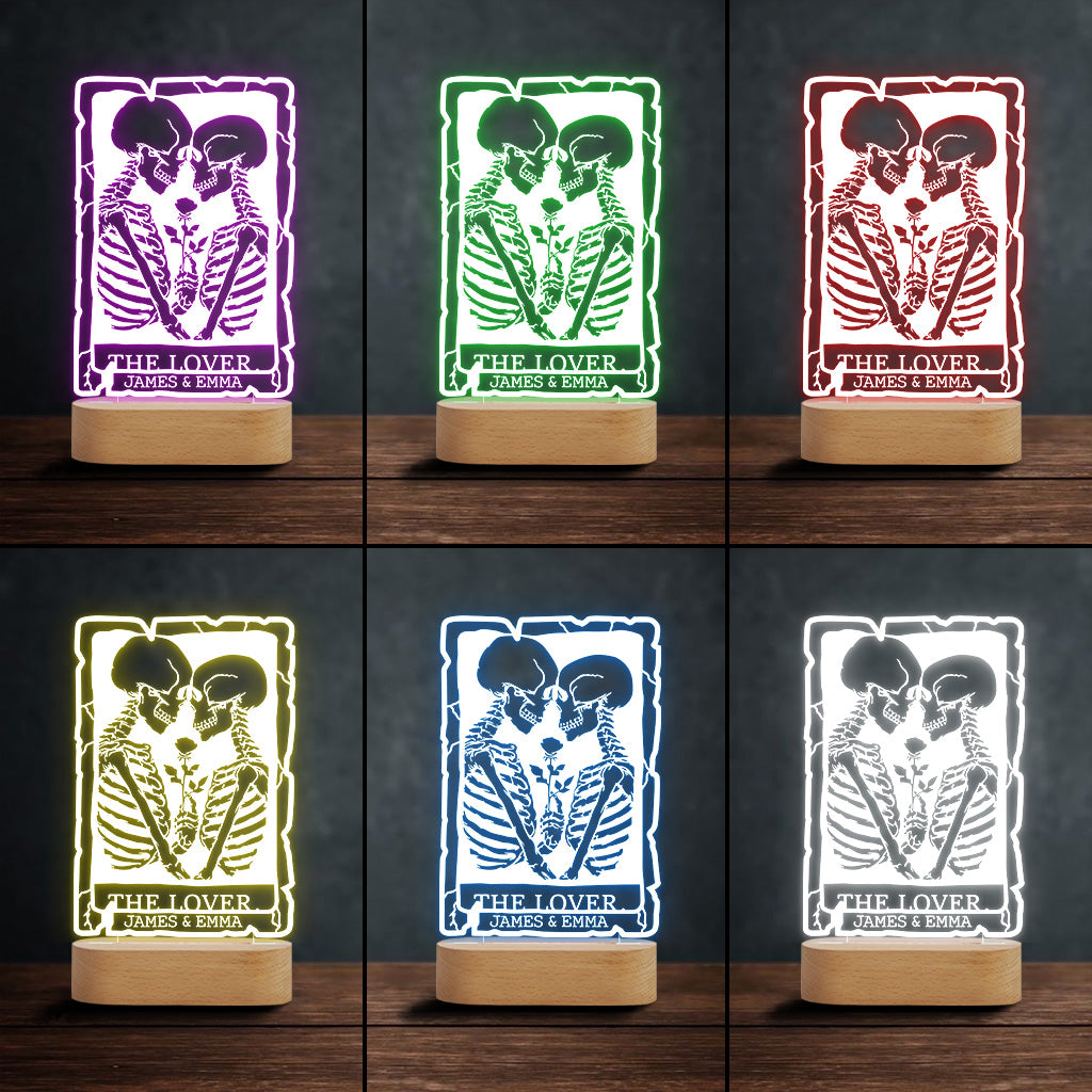 The Lover Romantic Skeletons - Personalized Couple Shaped Plaque Light Base