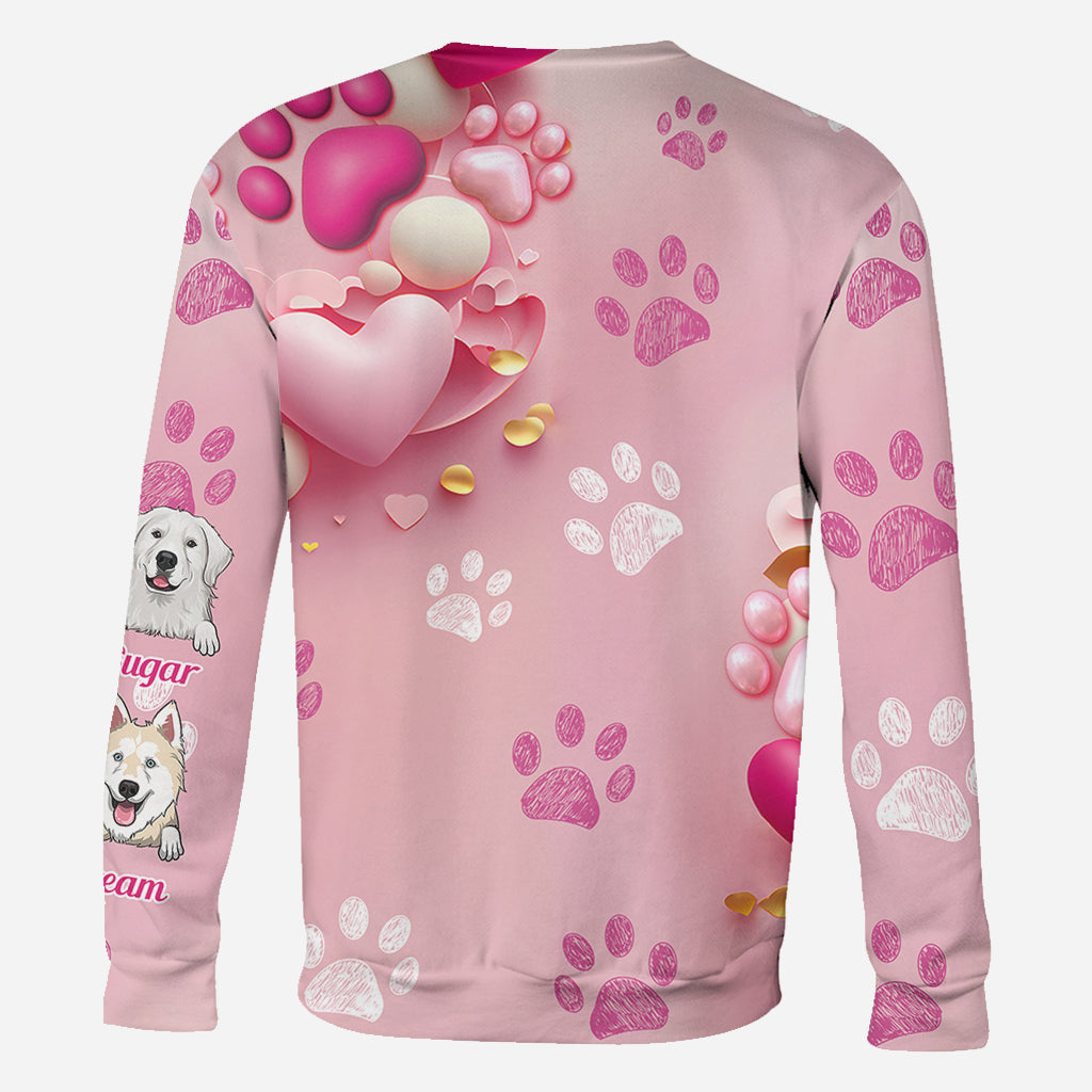 T-shirt personnalisé pour chien et chat avec cœur rose 3D - Maman à fourrure