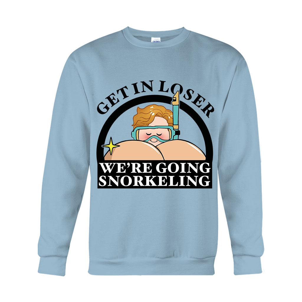 T-shirt et sweat à capuche humoristiques « Plongée sous-marine » personnalisés « Get In Loser Snorkeler » -