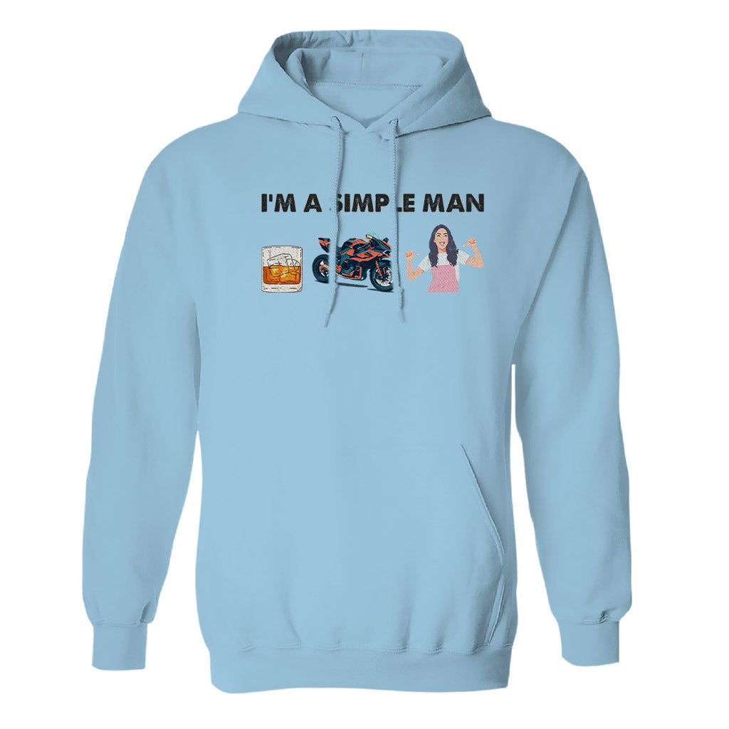 I'm A Simple Man - Personalized Couple Embroidered Hoodie