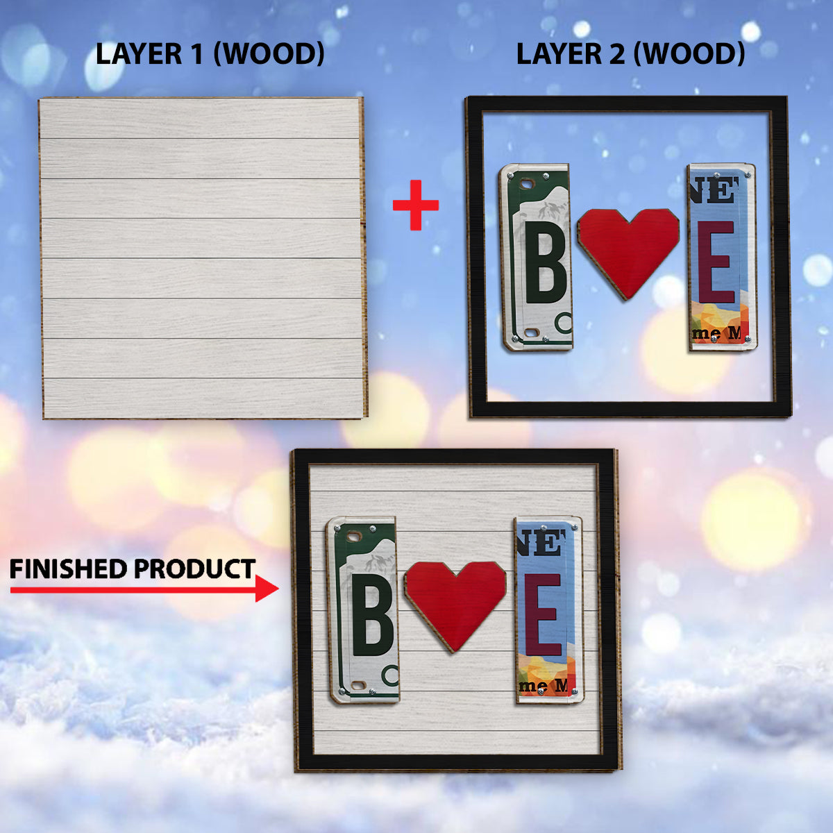 Any Letter Liscense PLate - Personalized Couple 2 Layered Wood Sign / Wood Plaque