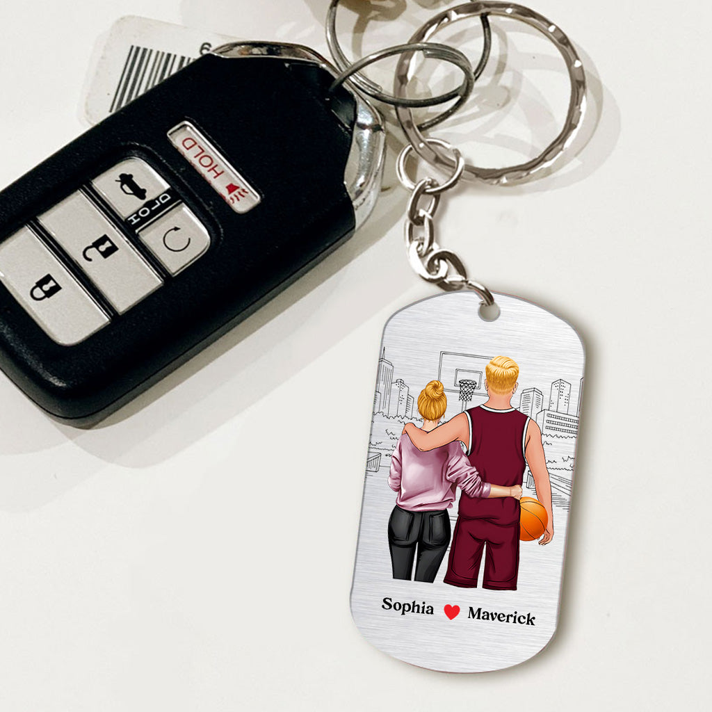 Go Home Safe - Personalized Basketball Stainless Steel Keychain