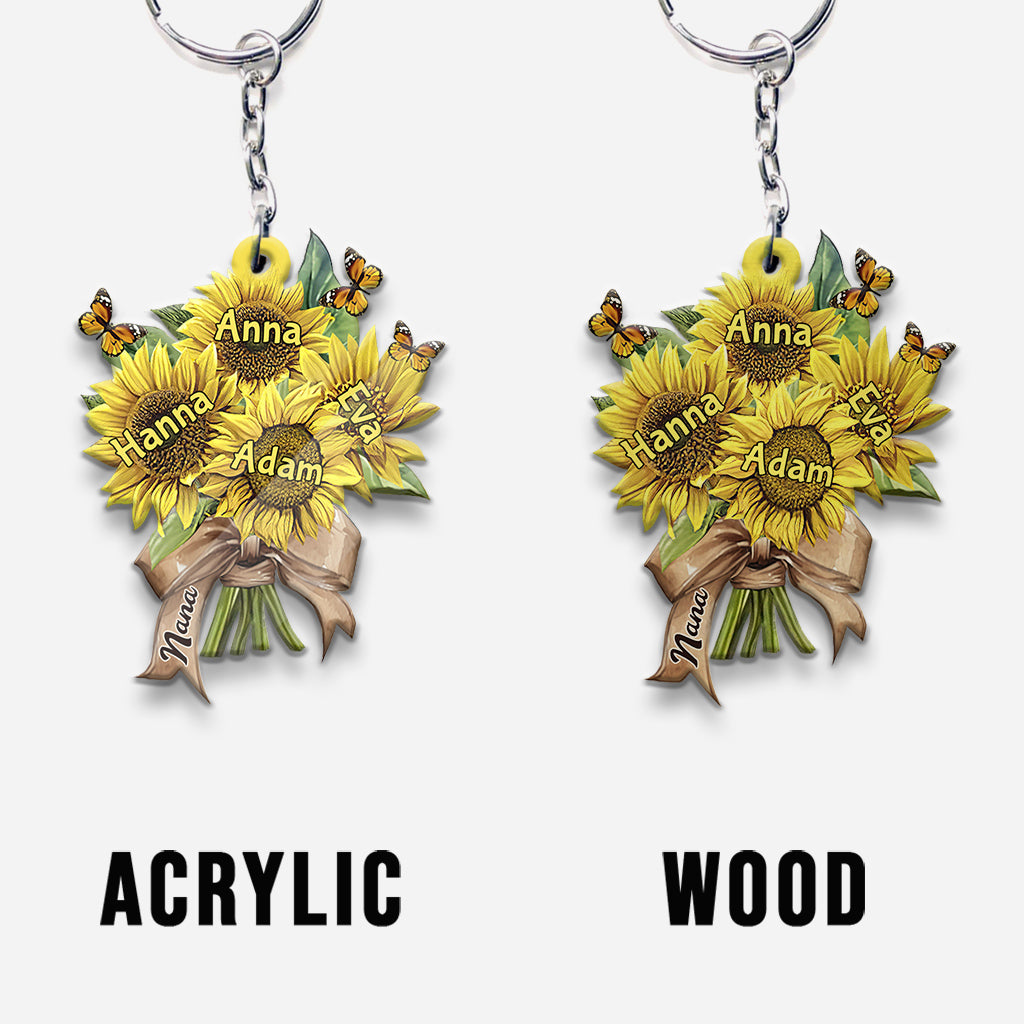 Grandma's Mom's Sunflowers - Personalized Grandma Keychain