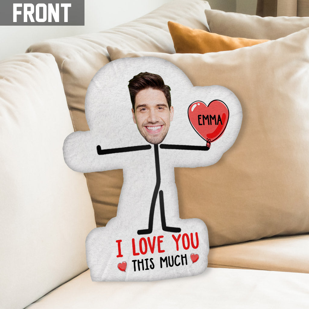 I Love You This Much Custom Photo Keychain For Couples - Personalized Couple Shaped Pillow