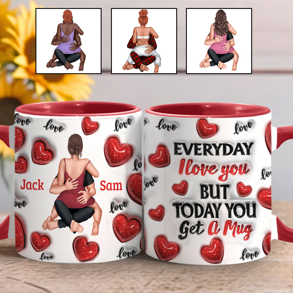 Everyday I Love You - Personalized Couple Accent Mug