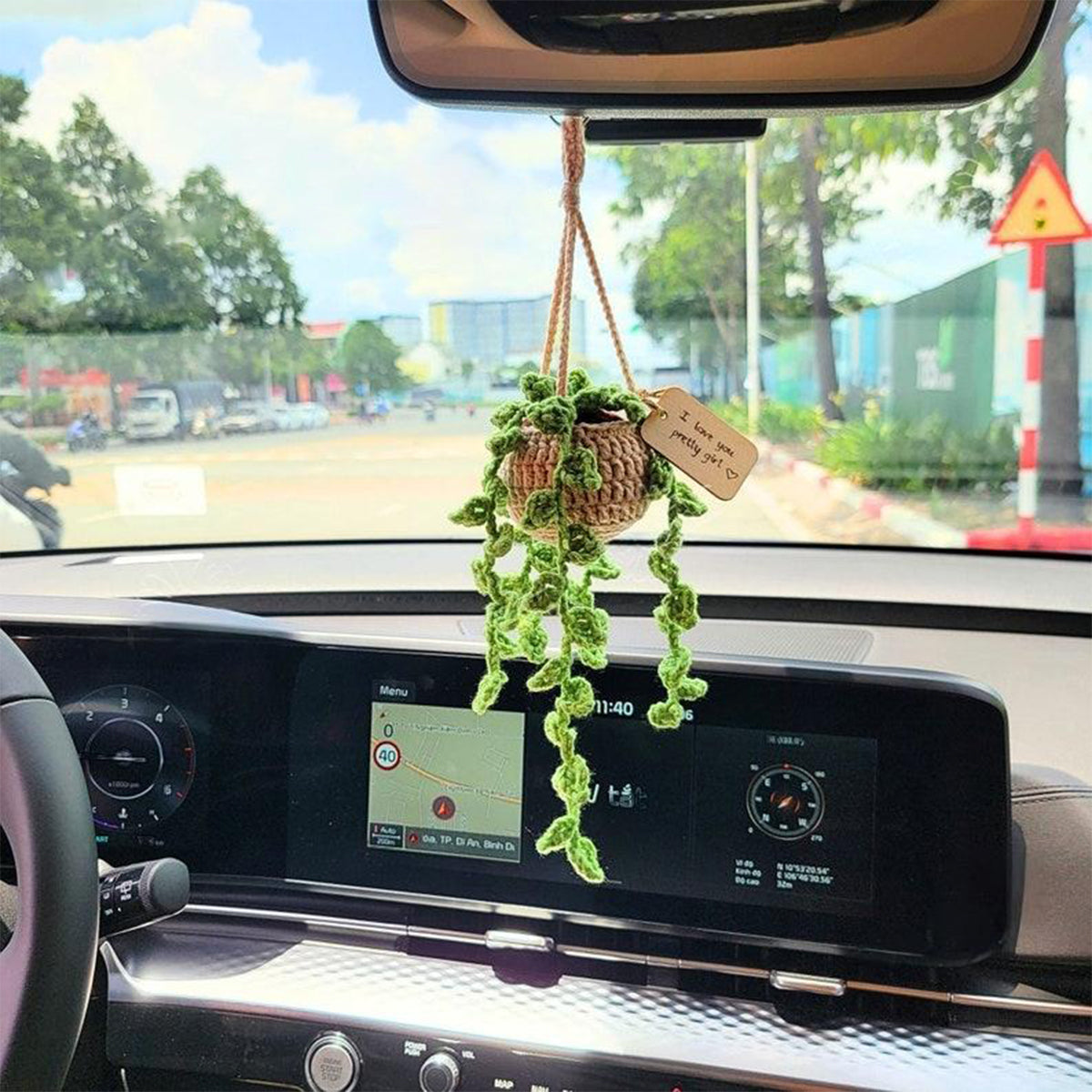 N'importe quel message - Décoration de voiture en forme de plante au crochet