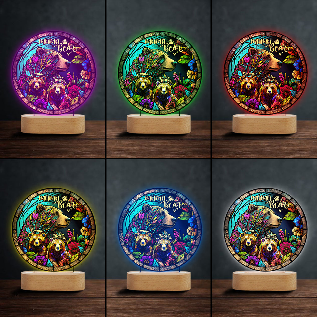 Mama Bear - Personalized Mother Shaped Plaque Light Base