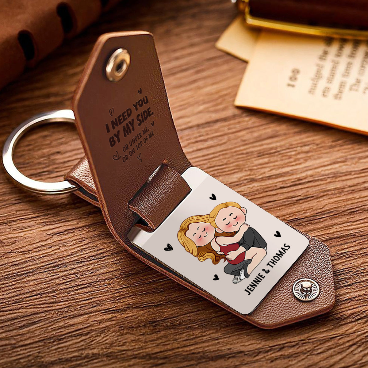 Drive Safe I Need You - Personalized Couple Leather Photo Keychain