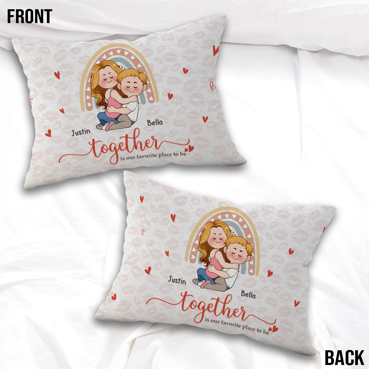 Together Is Our Favorite Place To Be - Personalized Couple Rectangle Pillow Cover