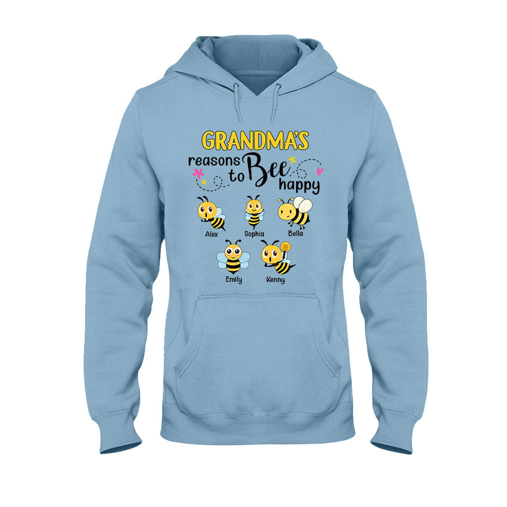 Grandma's Reasons To Bee Happy - Personalized Bee T-shirt And Hoodie