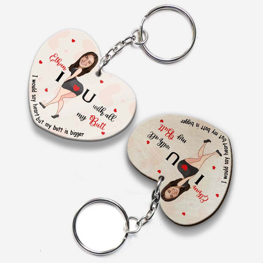 I Love You With All My Butt Custom Photo And Name - Personalized Couple Keychain