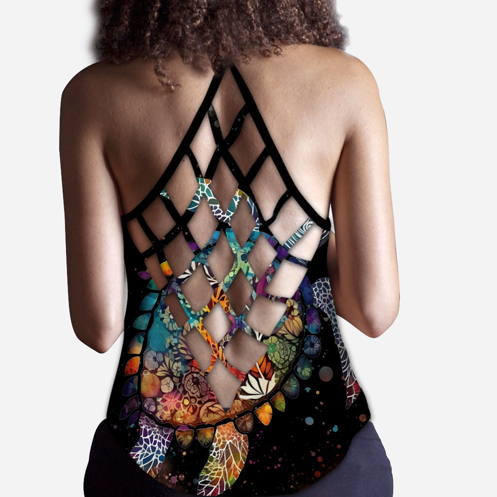 Salty Lil Beach - Personalized Turtle Cross Tank Top