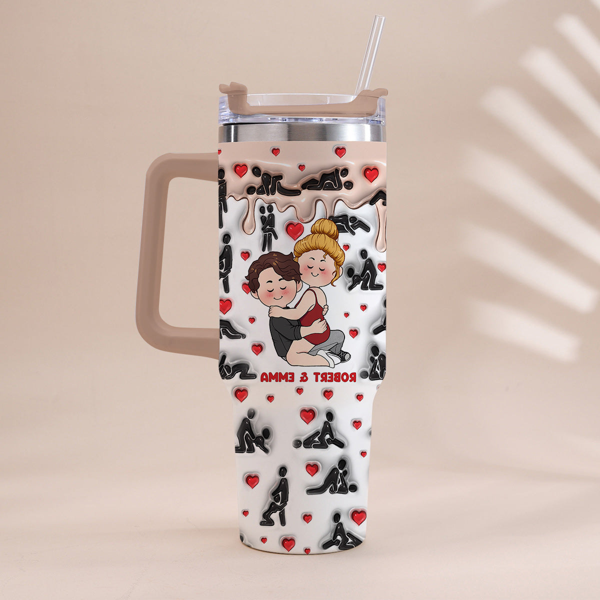 My Favorite Thing To Do Is You - Personalized Couple Tumbler With Handle