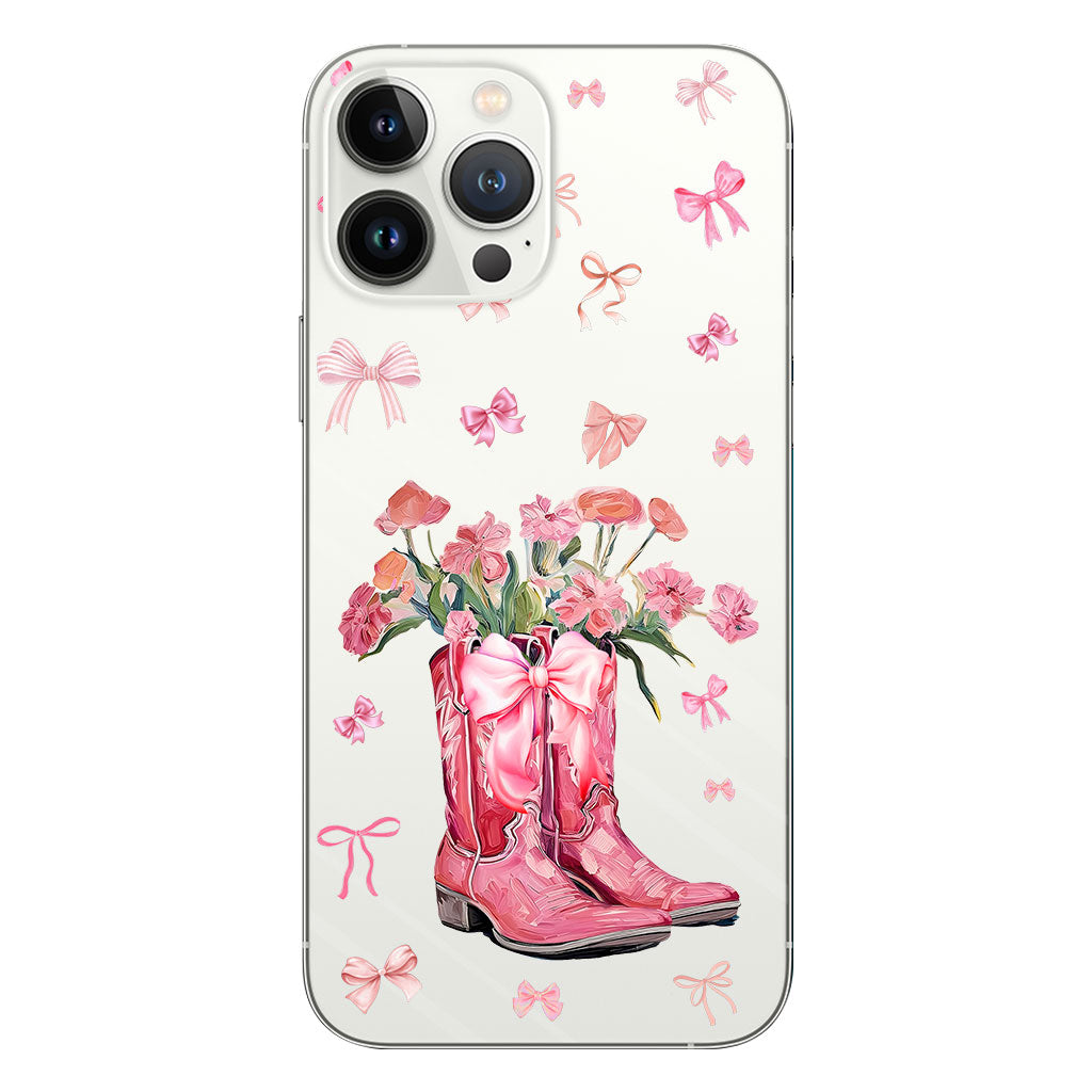 Cowgirl Boots Coquette - Personalized Horse Clear Phone Case
