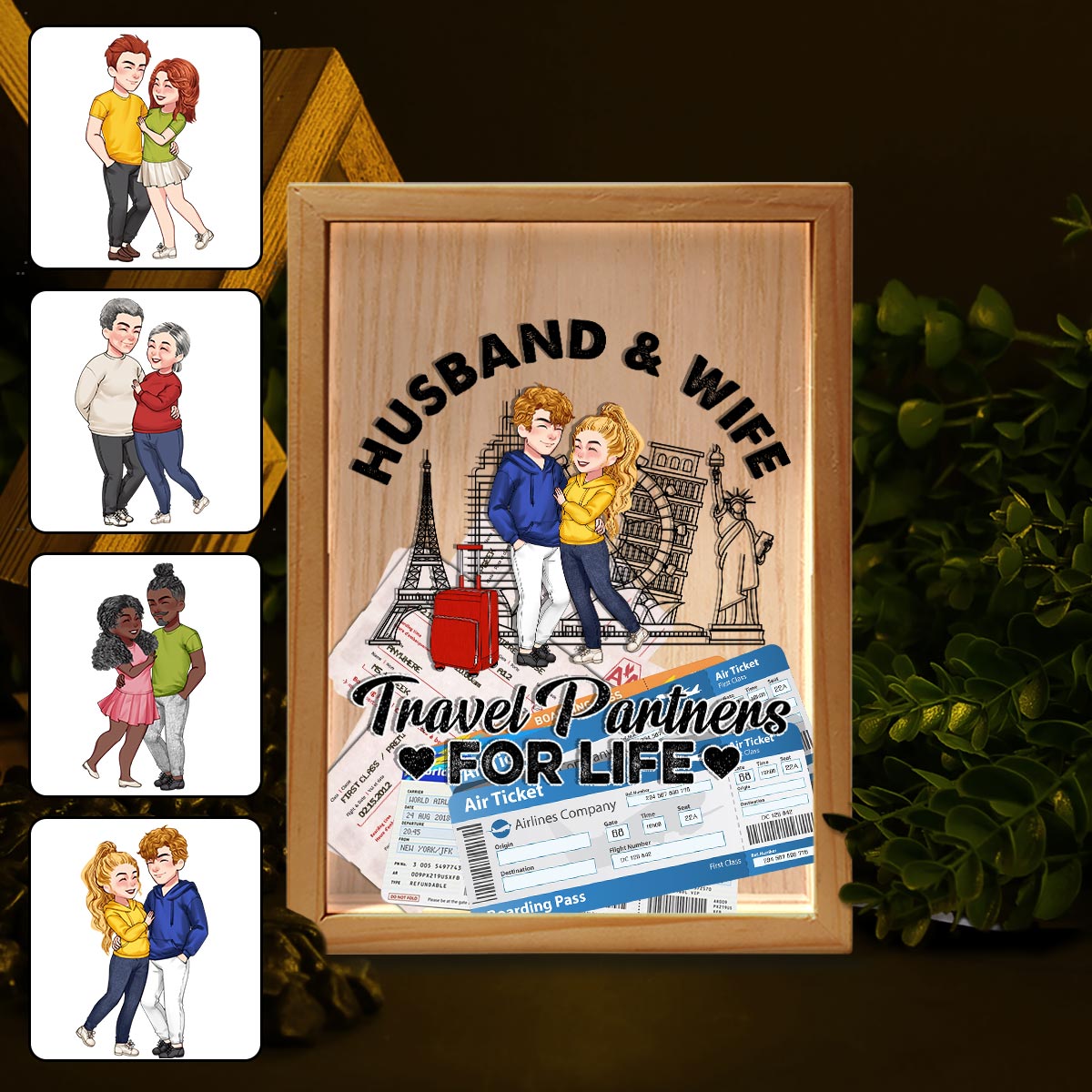 Travel Partner For Life - Personalized Couple Picture Frame Light Box