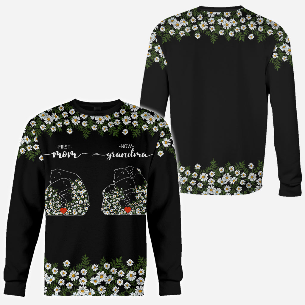 First Mom Now Grandma Bear Daisy - Personalized Grandma All Over Shirt