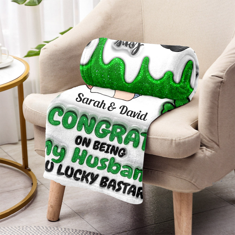 Congrats On Being My Husband - Personalized Husband And Wife Blanket