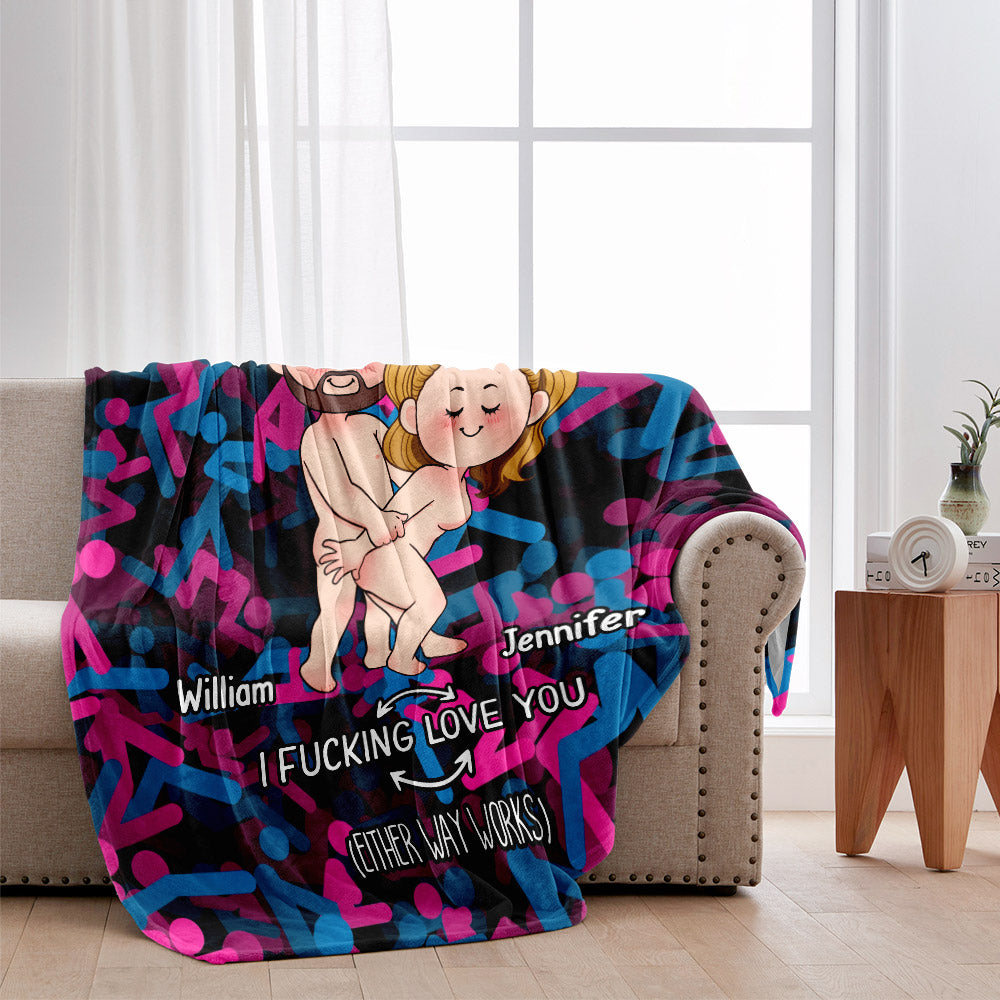 I Love You Funny Couple - Personalized Couple Blanket