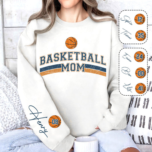 Basketball-Mama mit beliebigem Kindernamen und -nummer - Personalisiertes Basketball-Shirt