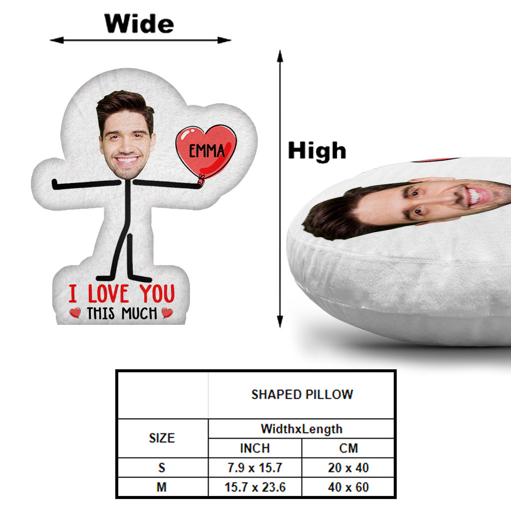 I Love You This Much Custom Photo Keychain For Couples - Personalized Couple Shaped Pillow