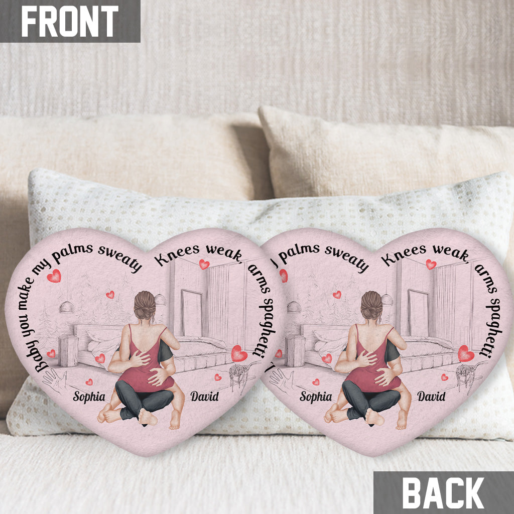 Baby You Make My Palms Sweaty - Personalized Couple Shaped Pillow