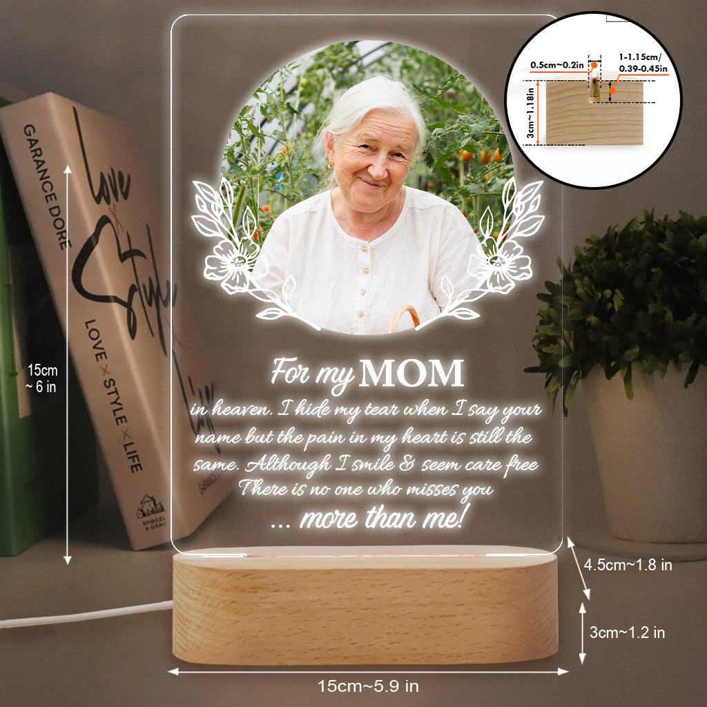 For My Any Title In Heaven I Hide My Tears When I Say Your Name - Personalized Mother Shaped Plaque Light Base