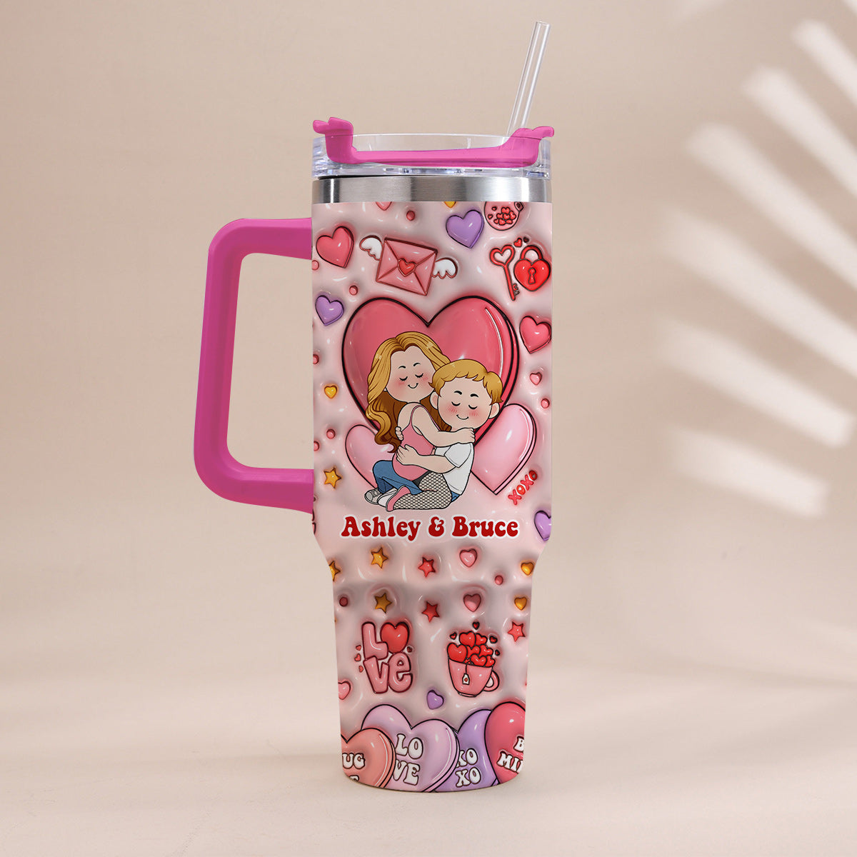 I Love You - Personalized Couple Tumbler With Handle