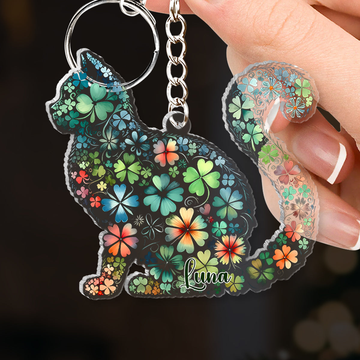 Lucky Cat - Personalized Cat Keychain