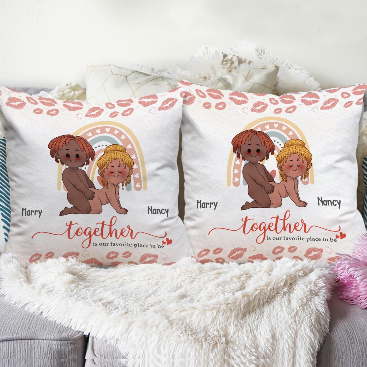 Together Is Our Favorite Place To Be - Personalized Couple Throw Pillow
