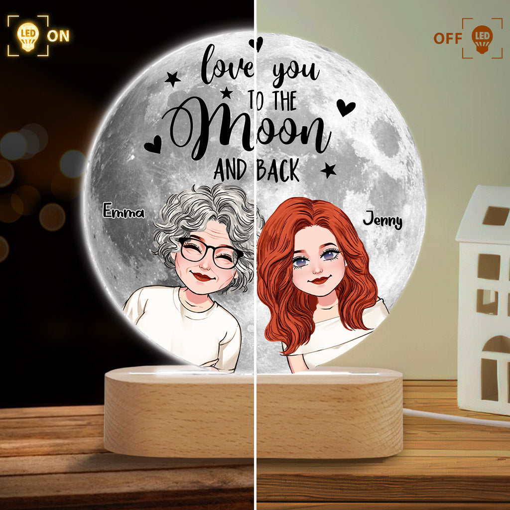 Love You To The Moon & Back - Personalized Mother Shaped Plaque Light Base