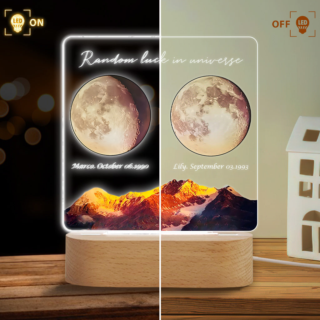 Random Luck In Universe - Personalized Couple Shaped Plaque Light Base