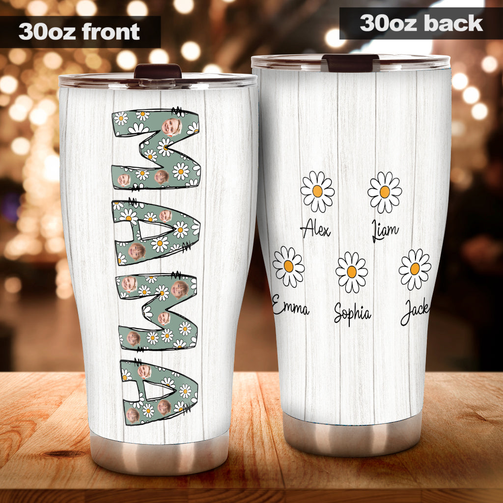 Mama Est. Photo Face Custom Daisy - Personalized Mother Tumbler