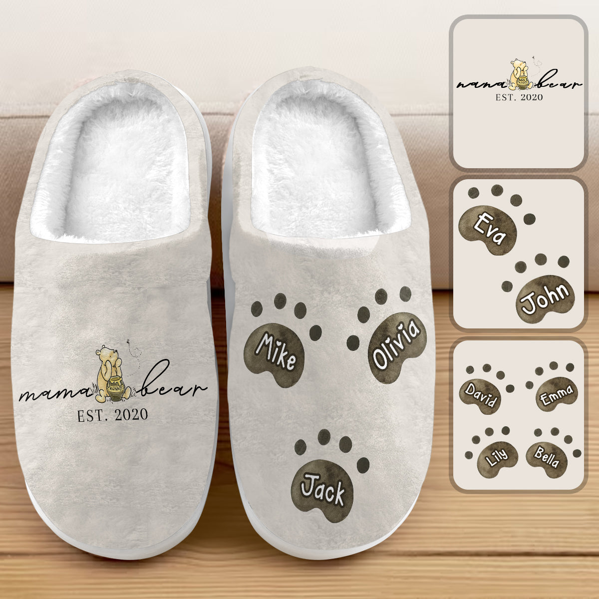 Mama Bear Est. - Personalized Mother Slippers