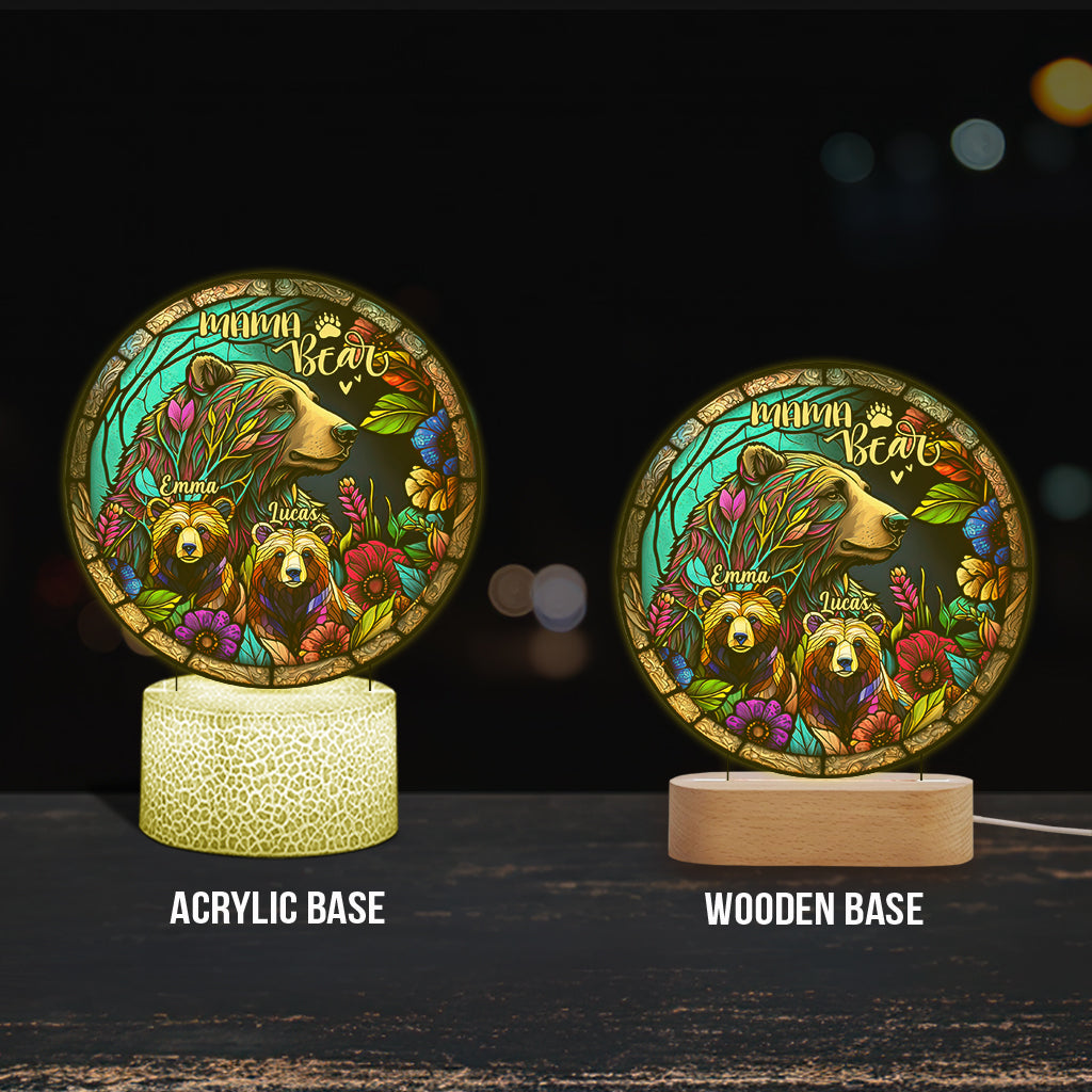 Mama Bear - Personalized Mother Shaped Plaque Light Base