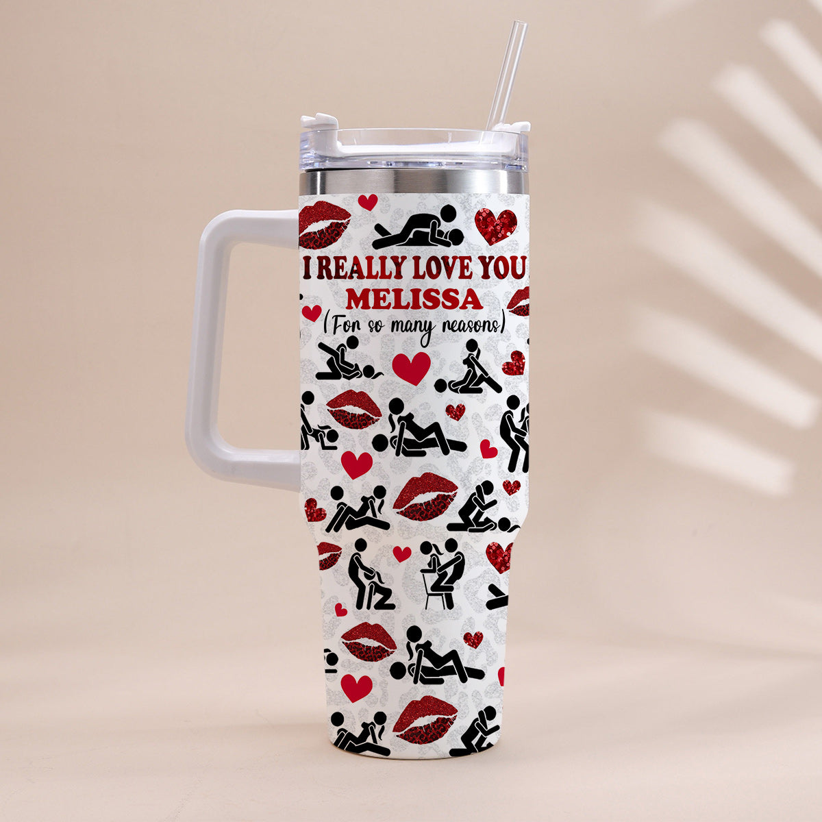 I Really Love You For So Many Reasons With Any Name - Personalized Couple Tumbler With Handle