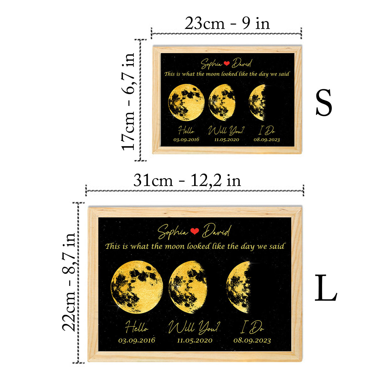 The Moon Look Like This - Personalized Couple Light Photo Frame