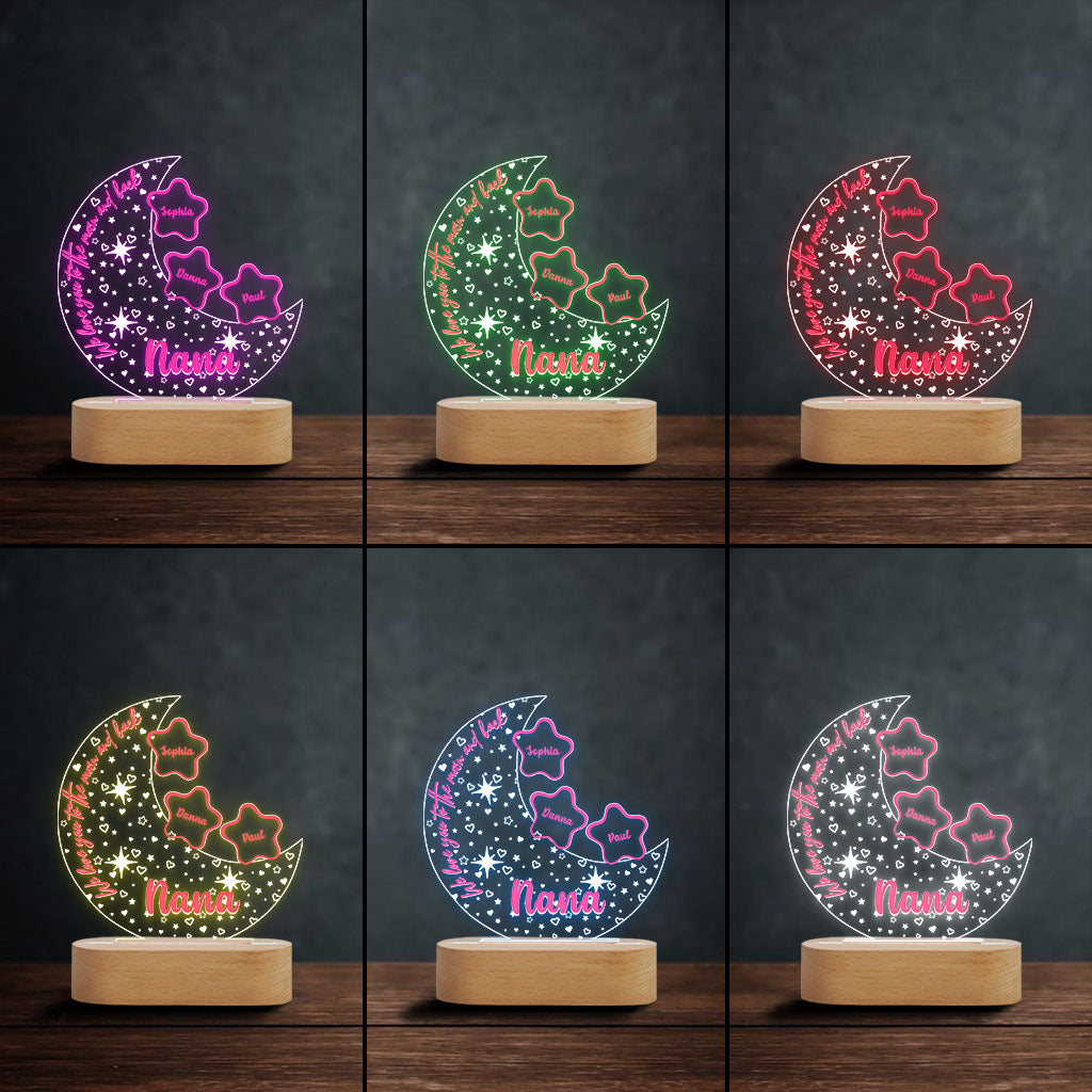 Wir lieben dich bis zum Mond und zurück – Personalisierte, Oma-förmige Plakettenleuchte