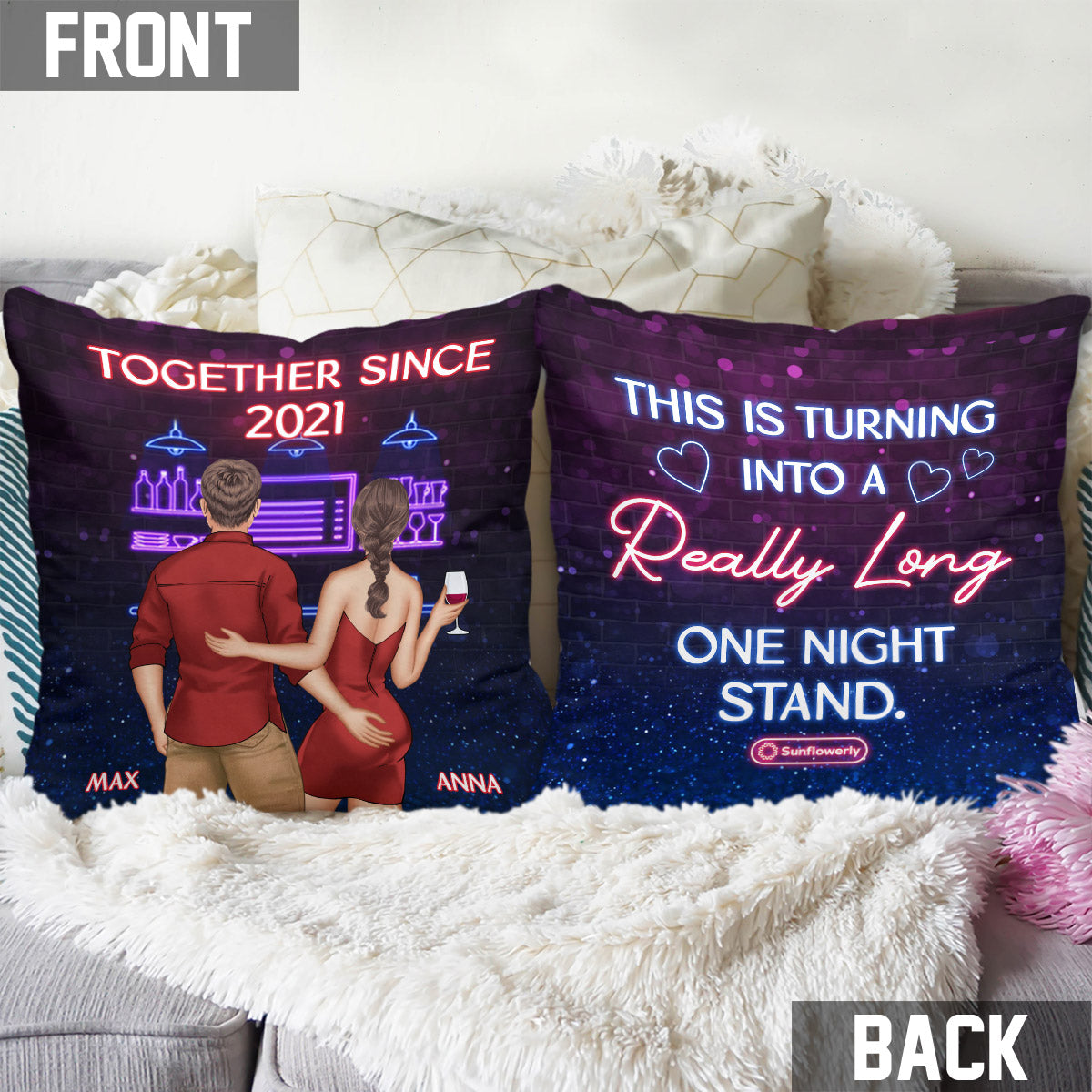 This Is Turning Into A Really Long One Night Stand - Personalized Couple Throw Pillow