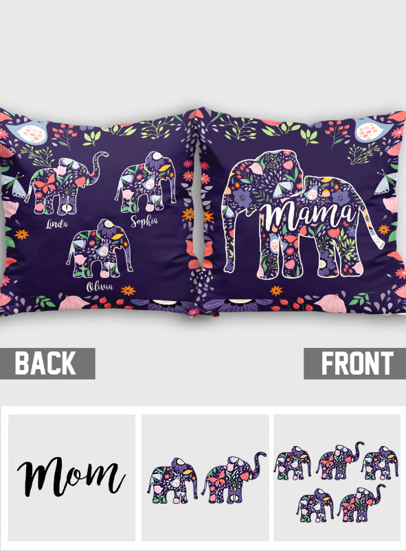 Elephant Mom - Personalized Mother Throw Pillow