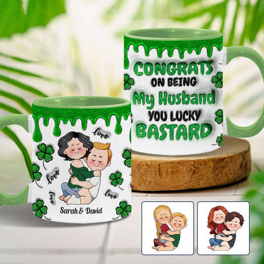 Congrats On Being My Husband - Personalized Husband And Wife Accent Mug