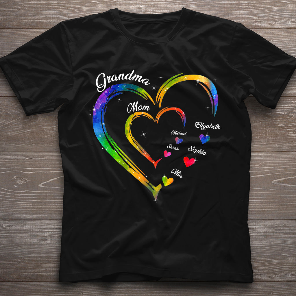 Grandma Mom Hearts - Personalized Grandma T-shirt And Hoodie