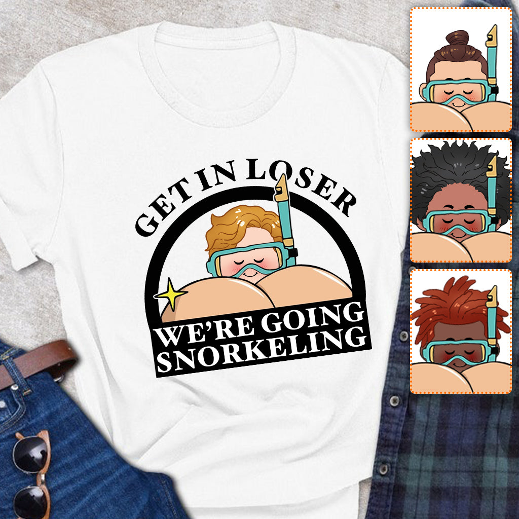 T-shirt et sweat à capuche humoristiques « Plongée sous-marine » personnalisés « Get In Loser Snorkeler » -