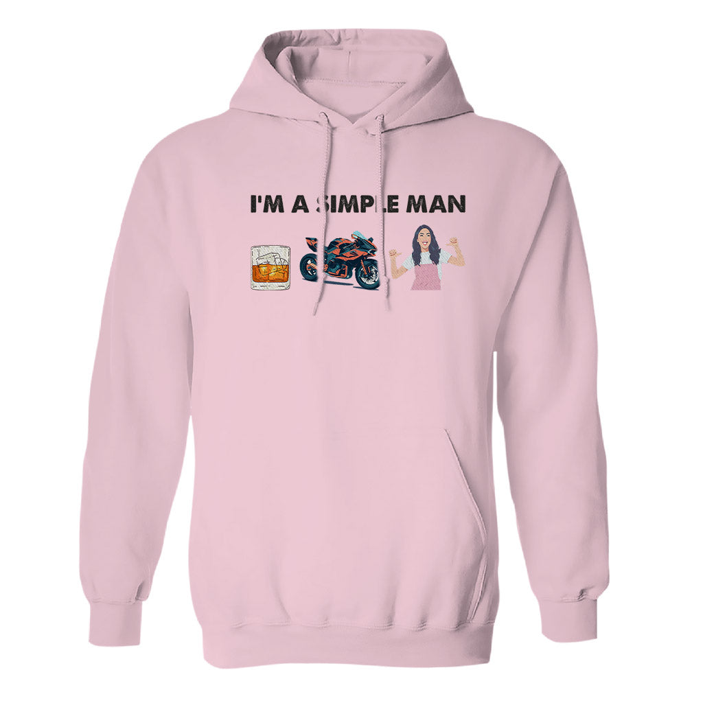 I'm A Simple Man - Personalized Couple Embroidered Hoodie