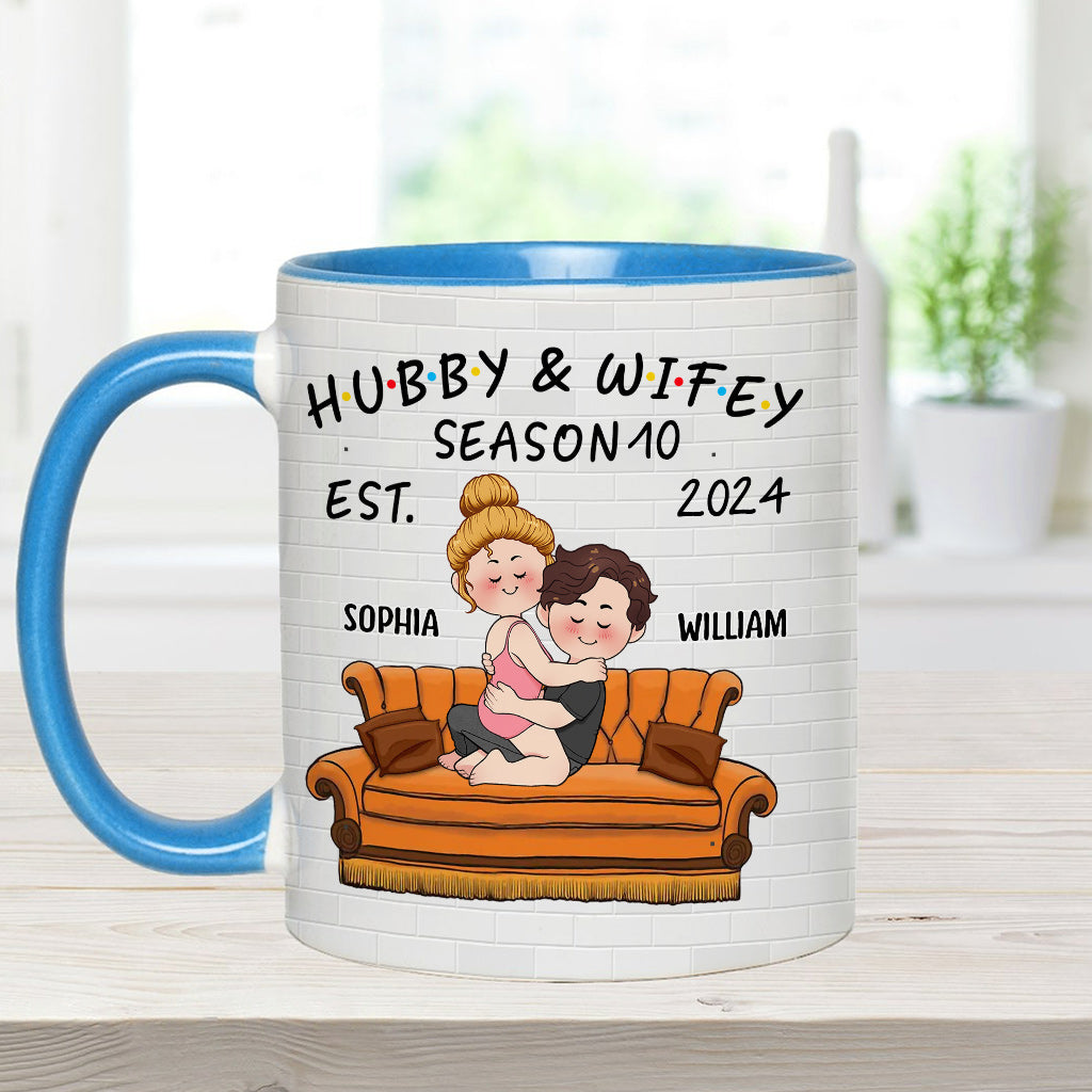 Hubby & Wifey - Personalized Husband And Wife Accent Mug