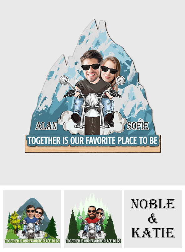 Être ensemble, c'est notre endroit préféré - Tapis de sol personnalisé pour motard, 1 couche, grand format, autoportant