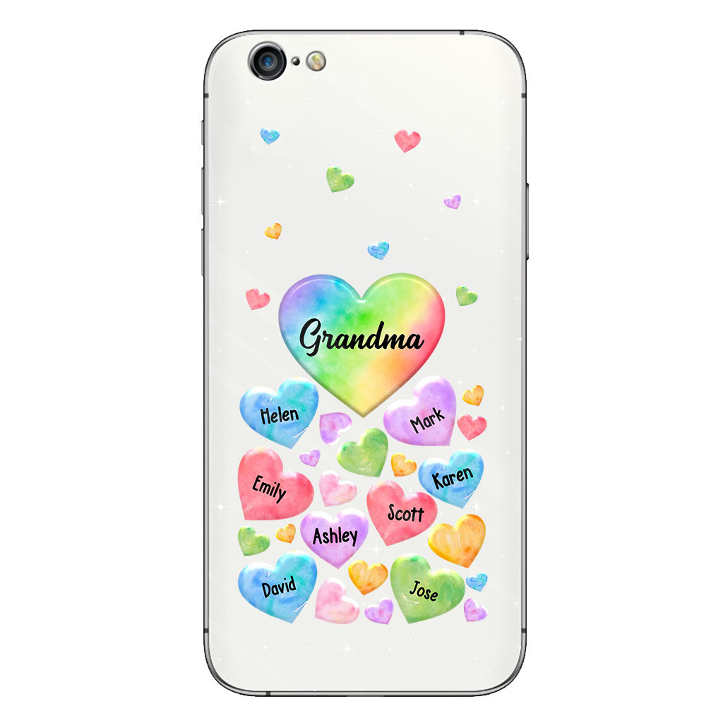Colorful Heart Of Grandma Mother - Gift for grandma, grandma, mom - Personalized Clear Phone Case