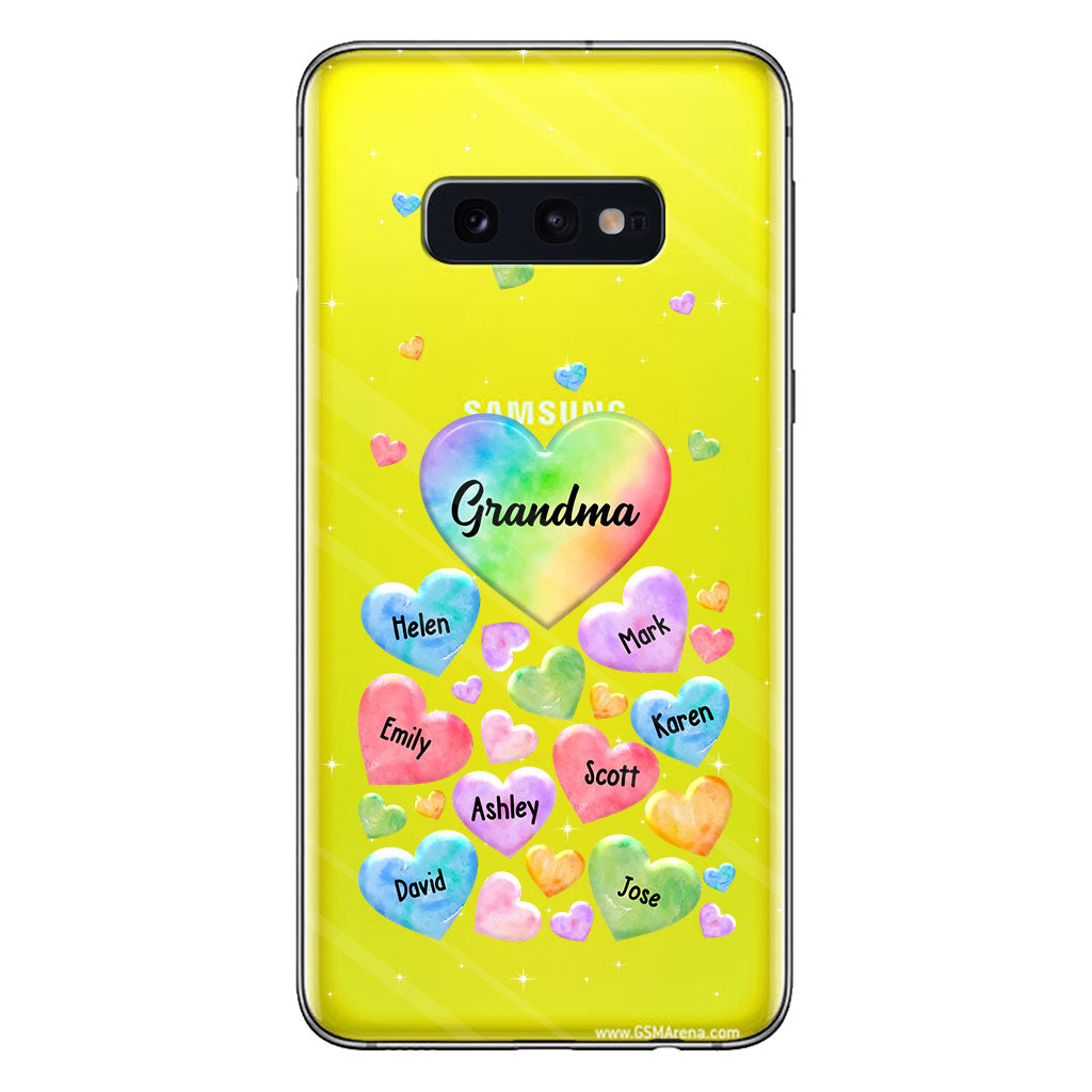 Colorful Heart Of Grandma Mother - Gift for grandma, grandma, mom - Personalized Clear Phone Case