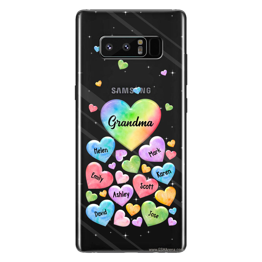 Colorful Heart Of Grandma Mother - Gift for grandma, grandma, mom - Personalized Clear Phone Case