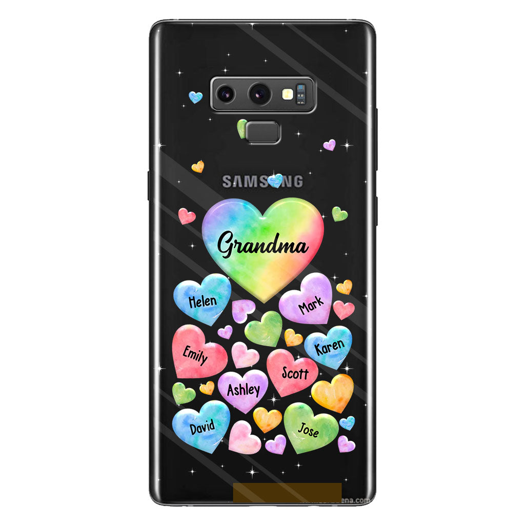 Colorful Heart Of Grandma Mother - Gift for grandma, grandma, mom - Personalized Clear Phone Case