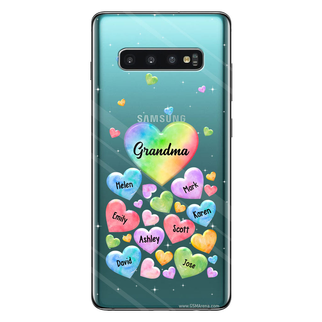 Colorful Heart Of Grandma Mother - Gift for grandma, grandma, mom - Personalized Clear Phone Case